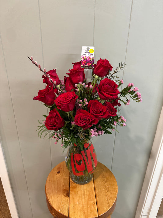 2 Dozen Roses in Vase